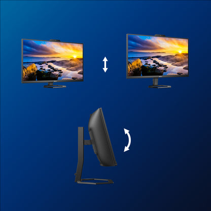 Monitor Curvo Ultrawide Profissional Philips 34E1C5600HE 34"/ WQHD / Webcam / Multimédia / Ajustável em altura/altura