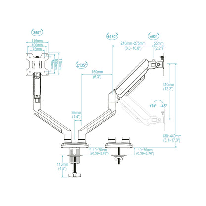 Suporte de Monitor Tooq mesa DB1434TNR-W 2 brazo 13-34 Branco - imagem 9