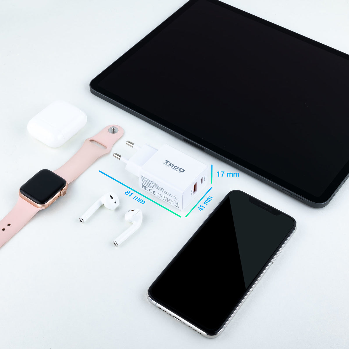 Carregador de Parede Tooq doble USB-C PD+ USB A - imagem 7