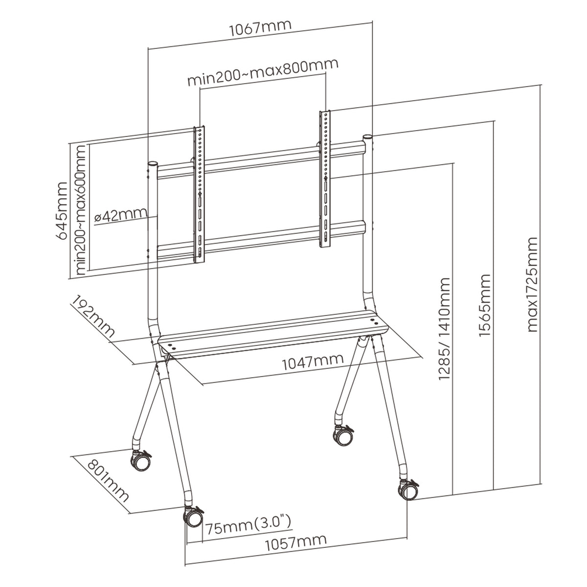 EWENT EW1542 Soporte de suelo com ruedas 50"-86" - imagem 11