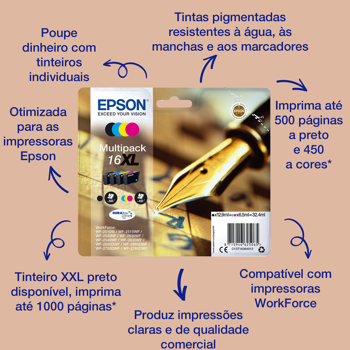 Epson Ink 16 / C13T16264012 BK,C,M,e Multipack
