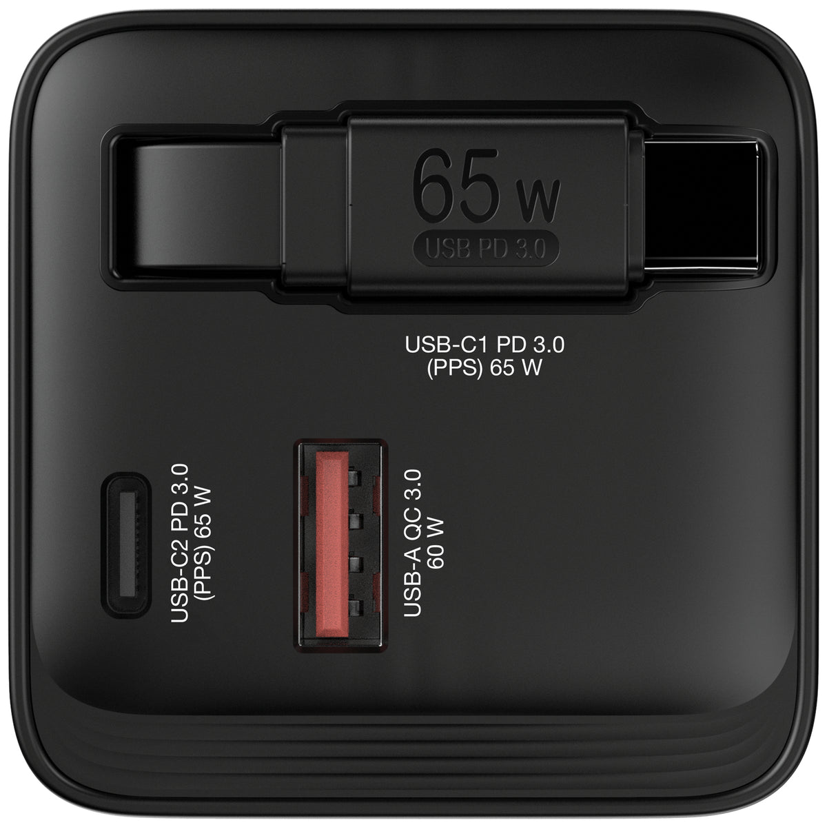 Carregador Verbatim 65W 2 Port mit einfahrbarem Kabel / 32217 preto - imagem 2