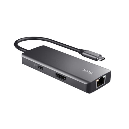 Acoplamento USB Tipo-C Trust Dalyx/ 2xUSB/ 2xUSB Tipo-C/ 1xHDMI 4K/ 1xRJ45/ cinzento