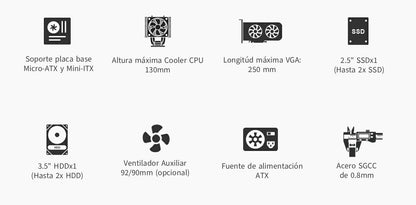 Caixa de Computador CoolBox Caja MATX M460 USB-C 3.2 GEN1 500W - imagem 11