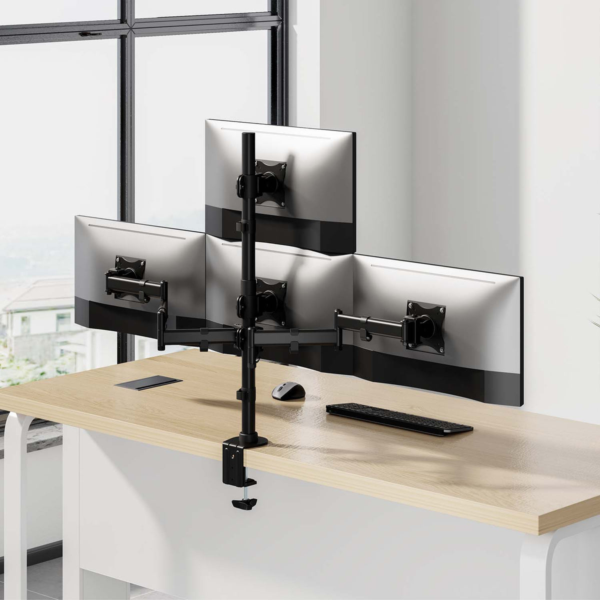 Suporte de mesa para 4 monitores de TV Aisens DT27TSR-379/ giratório, inclinável / 8kg