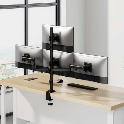 Suporte de mesa para 4 monitores de TV Aisens DT27TSR-379/ giratório, inclinável / 8kg