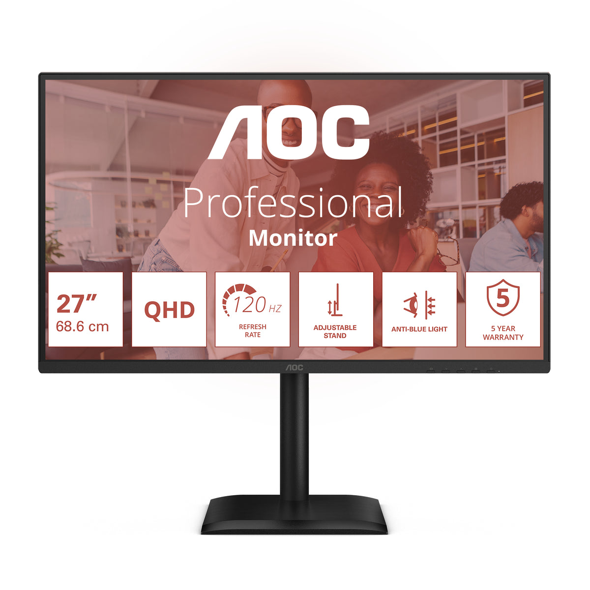 Monitor Profesional AOC Q27E4U 27"/ QHD/ Multimedia/ Regulable em altura/ preto