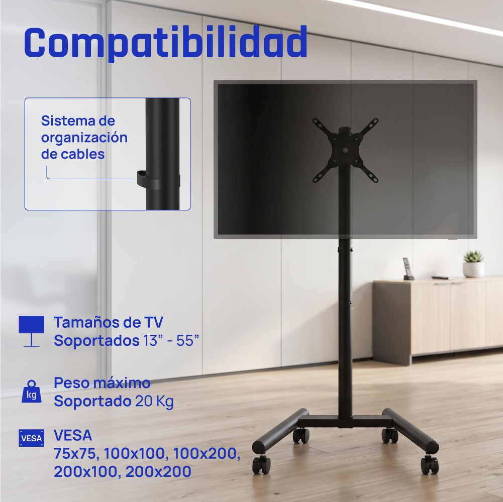 Suporte TV iggual SRTV55 suelo ruedas 13"-55" 20kg - imagem 7