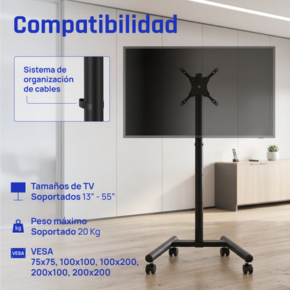 Suporte TV iggual SRTV55 suelo ruedas 13"-55" 20kg - imagem 7