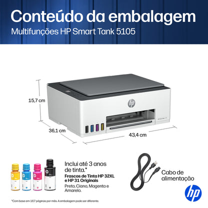 Impressora multifunções HP Multifunções Smart Tank 5105 Fax Móvel - imagem 10