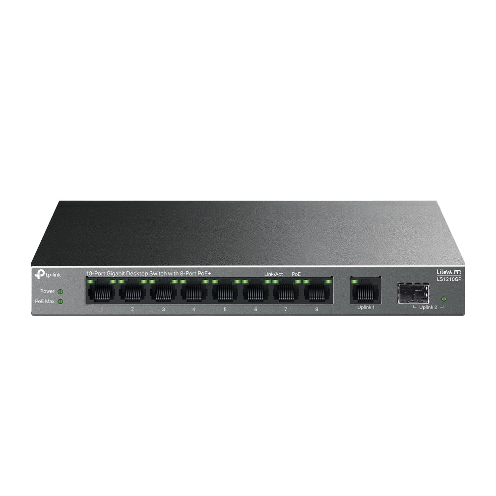Switch de Rede TP-Link LS1210GP 8xG PoE+ 1xGb 1xSFP 61W