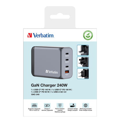 Carregador Verbatim 240W 4 Port USB-A/C / 32205 - imagem 7