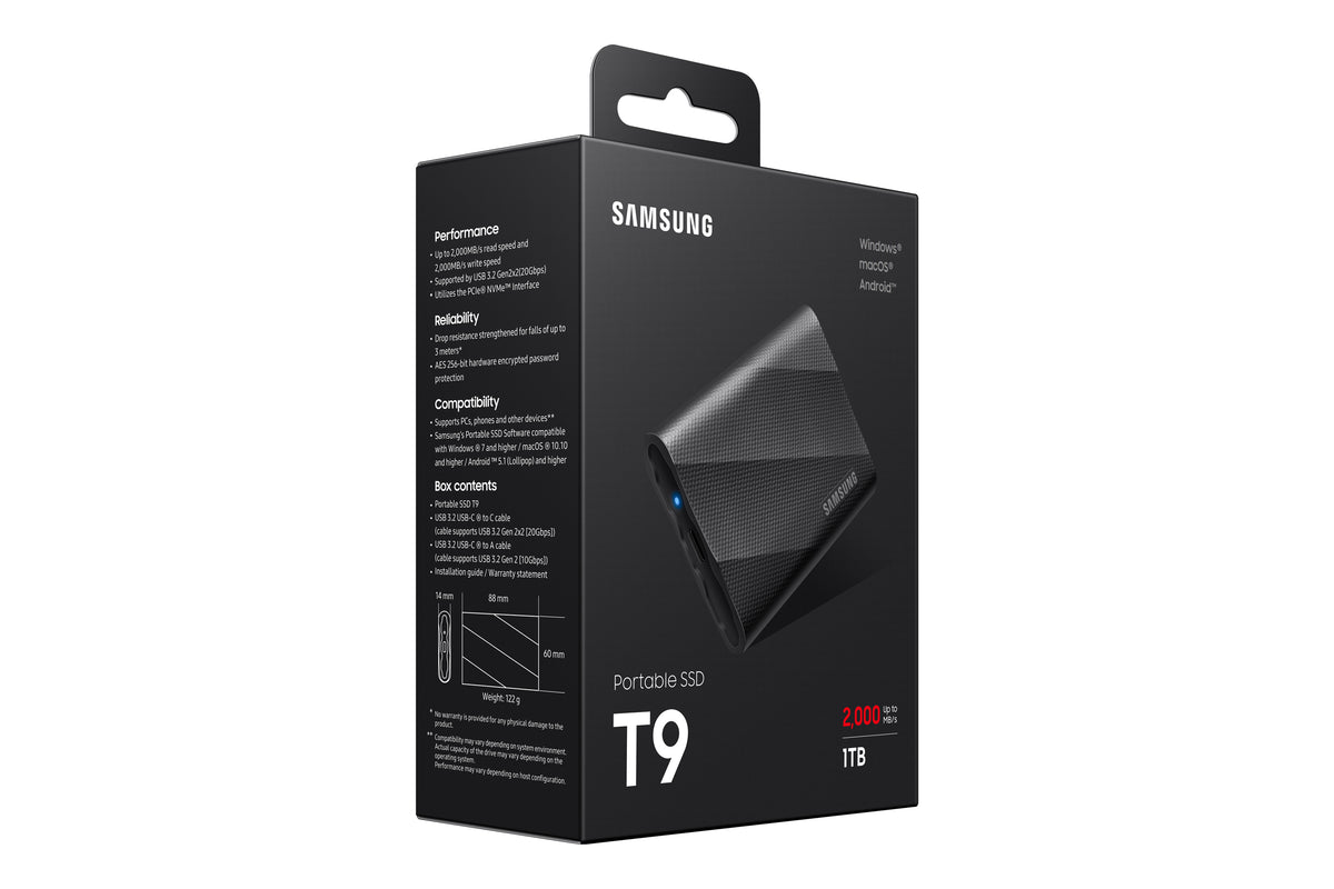 Disco SSD Samsung T9 Externo 1TB USB 3.2 Gen 2x2 preto - imagem 17