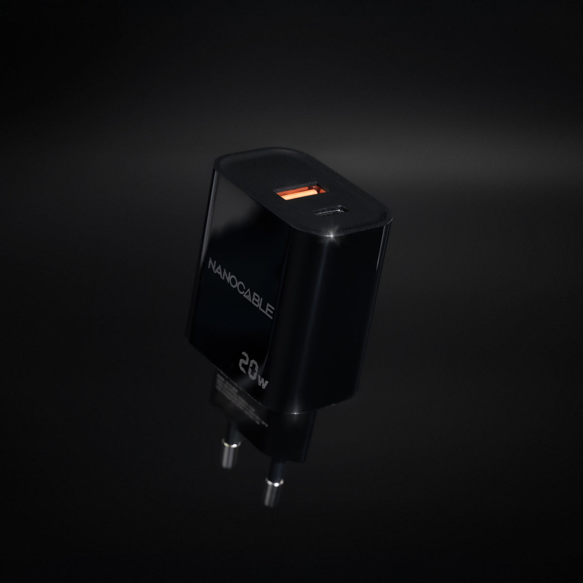 Carregador Nanocable USB-C/PD+USB-A/QC 20W Preto - imagem 4