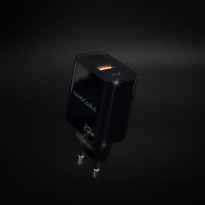 Carregador Nanocable USB-C/PD+USB-A/QC 20W Preto - imagem 4