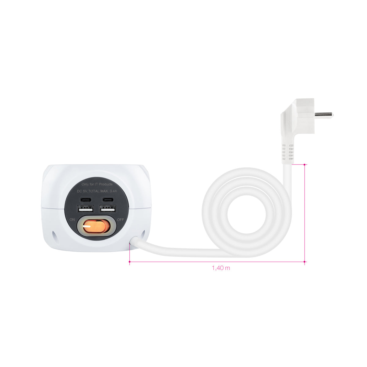 Nanocable Base de enchufes com 4 USB Branco - imagem 9
