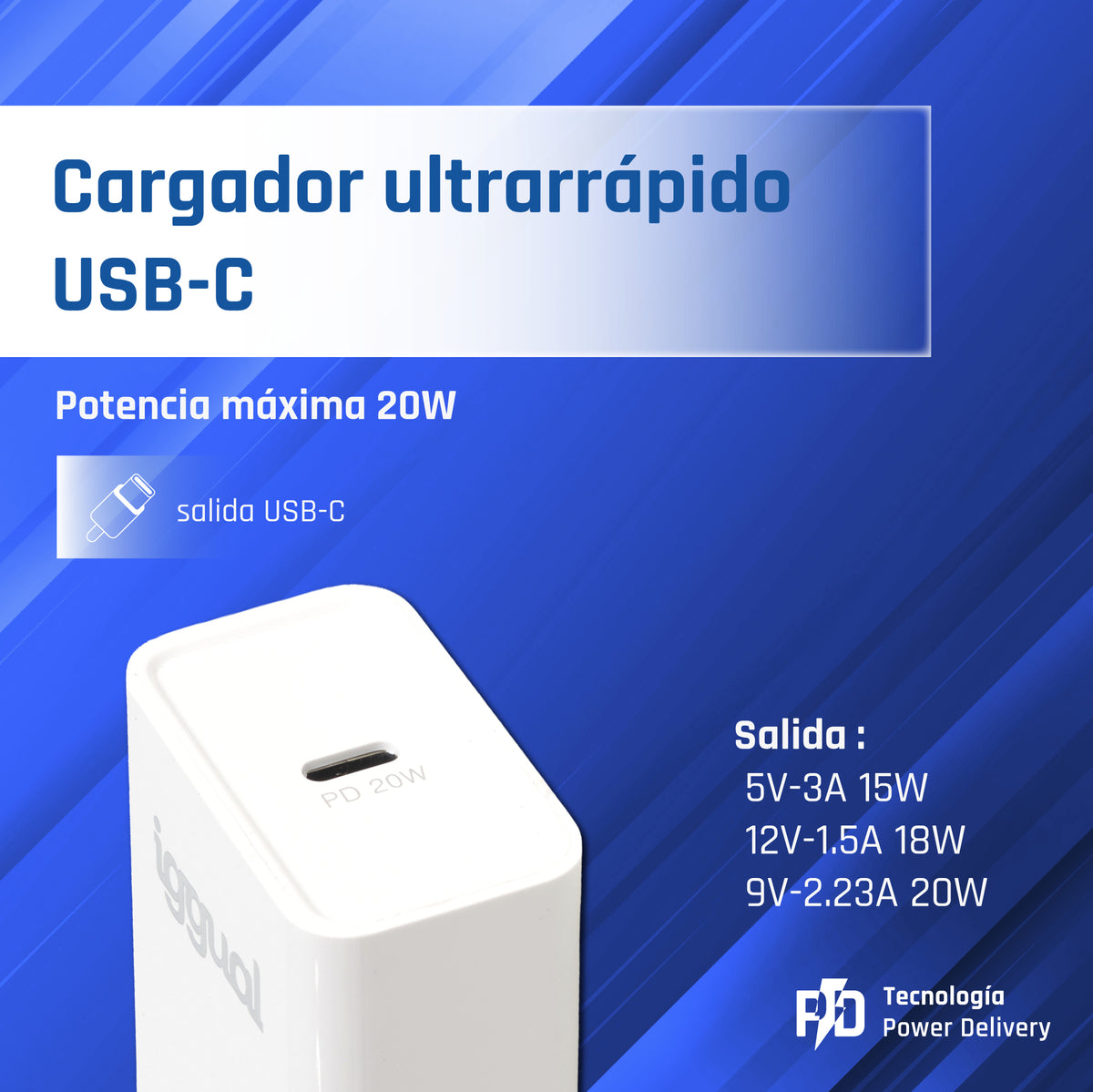 Carregador iggual rápido USB PD tipo C 20W - imagem 6