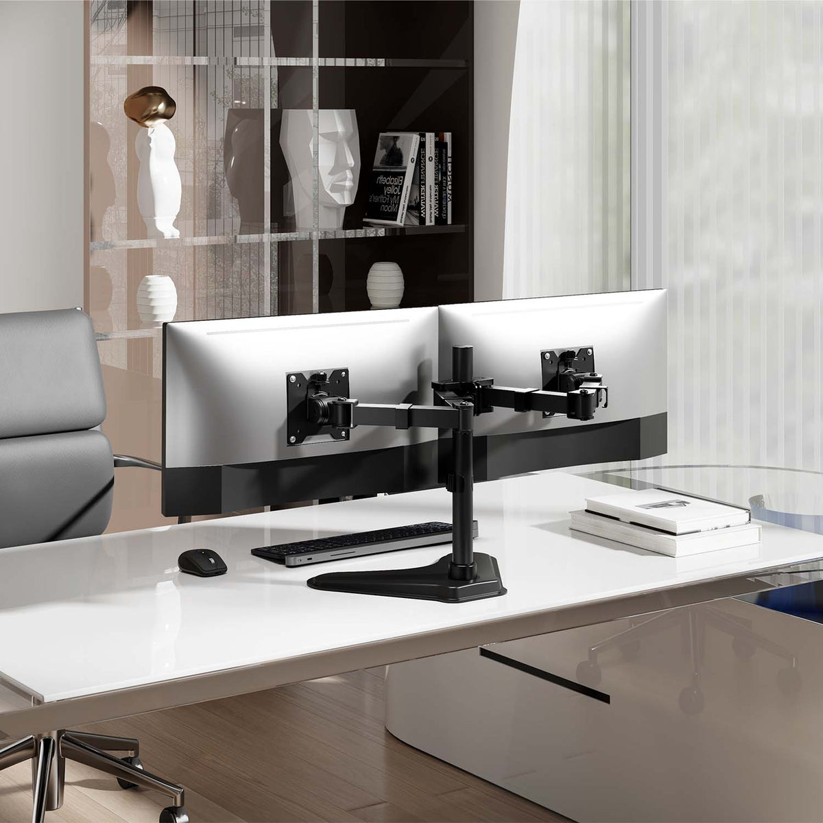 Suporte de secretária para 2 monitores Aisens DT35TSR-361/ Girar/ Inclinar/ Amarrar 20kg
