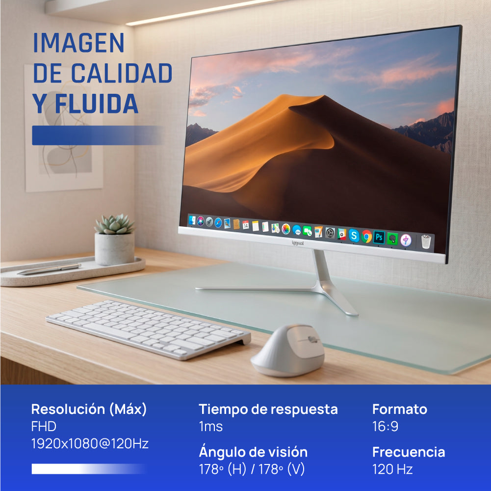 Monitor iggual 24" IPS 1ms FHD 120Hz MM Branco - imagem 6
