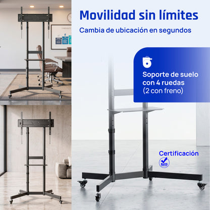 Suporte TV iggual SRTV75 suelo ruedas 32"-75" 70kg - imagem 6