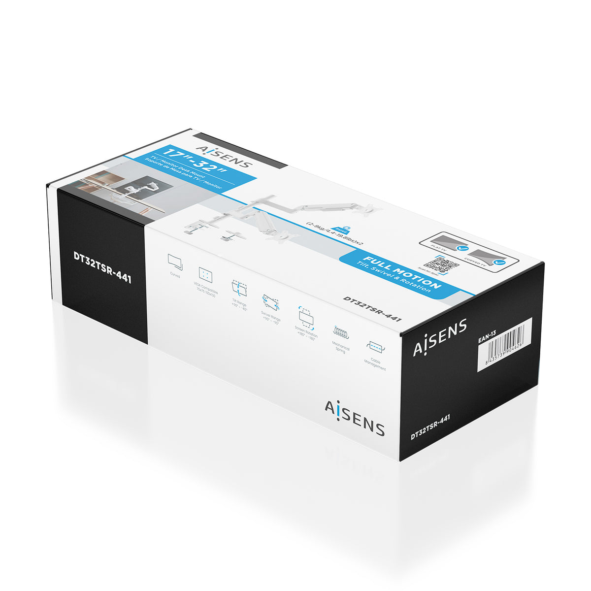 Suporte de mesa com contrapeso para 2 monitores Aisens DT32TSR-441/ giratório/ inclinável/ 9kg