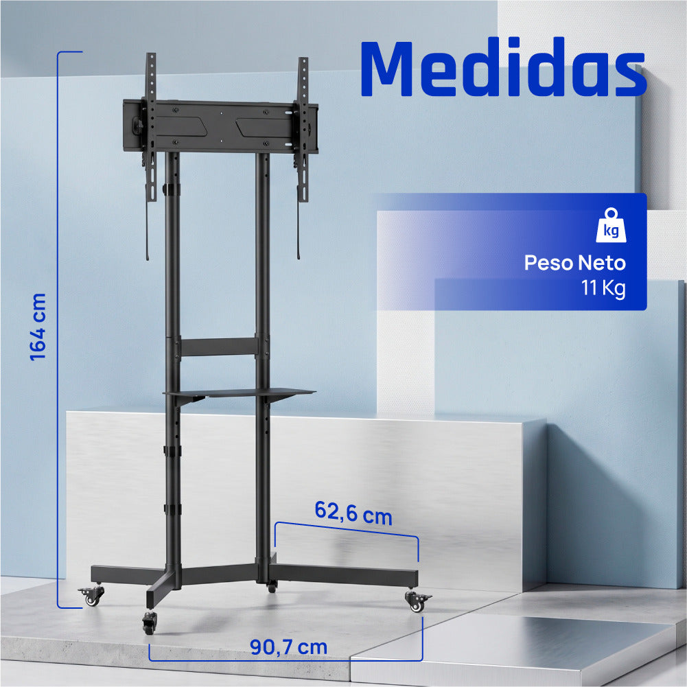Suporte TV iggual SRTV75 suelo ruedas 32"-75" 70kg - imagem 10