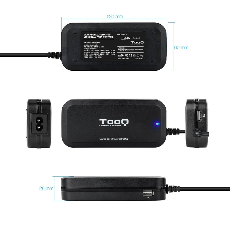 Carregador para Portátil Tooq universal Portátil automático 90w - imagem 3