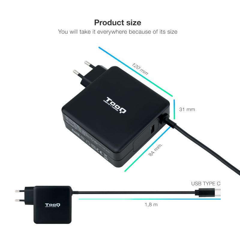 Carregador para Portátil Tooq conector USB-C 90W - imagem 4