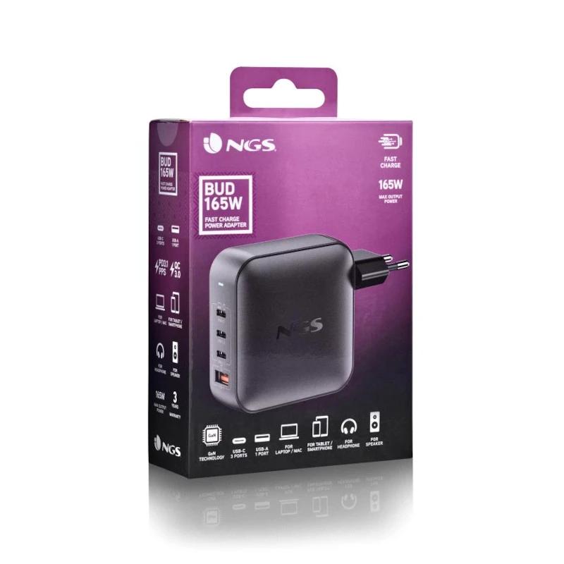 NGS Carregador ULTRARAPIDO165W 4 Portas 3USB-C 1 US - imagem 4