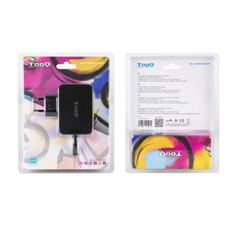 Portátil Tooq Carregador GAN USB-C PD 45W Preto - imagem 3