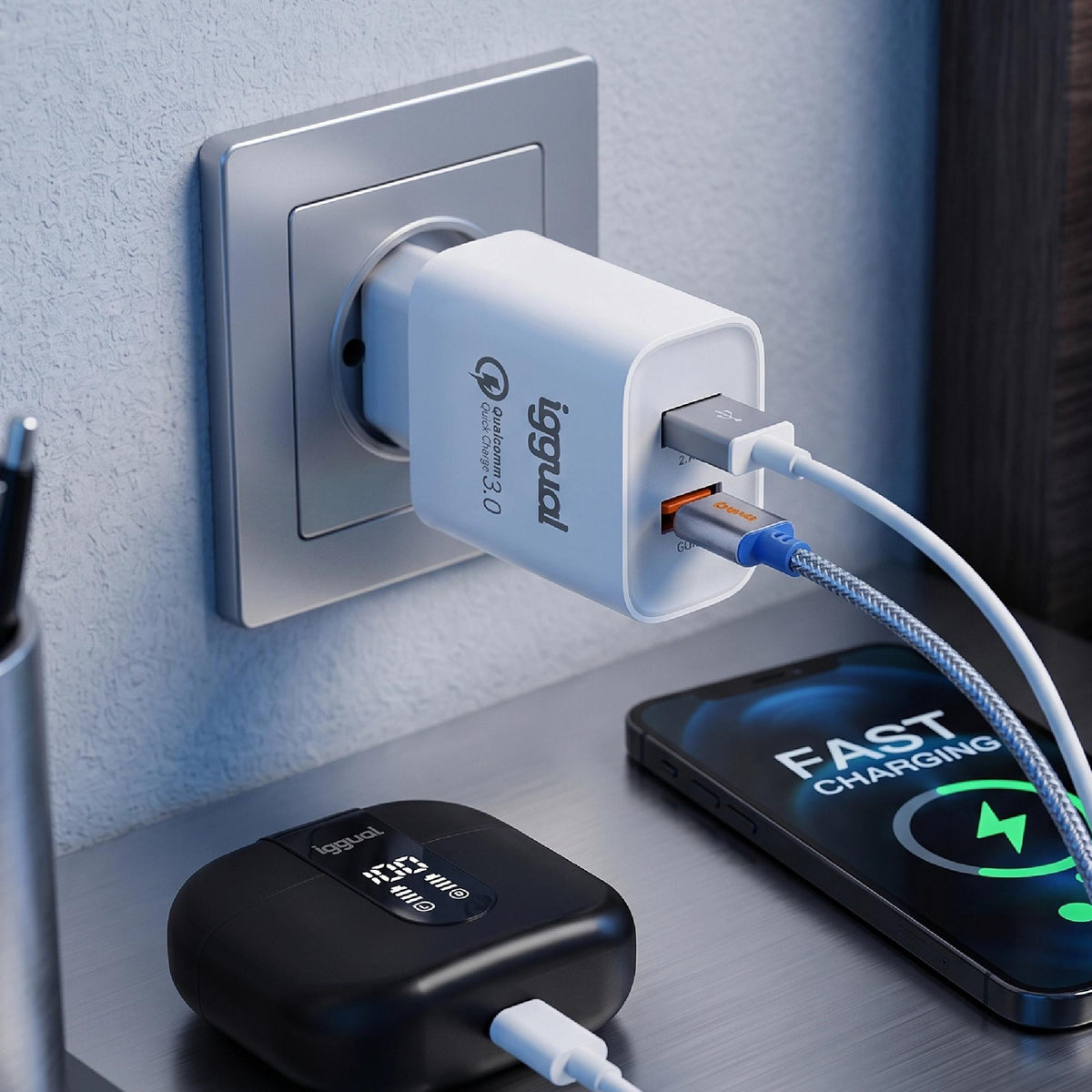 iggual Carregador doble 2xUSB carga rápida QC3.0 30W - imagem 4