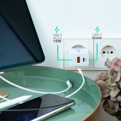Tooq Carregador de Parede doble USB-C PD+ USB A - imagem 4