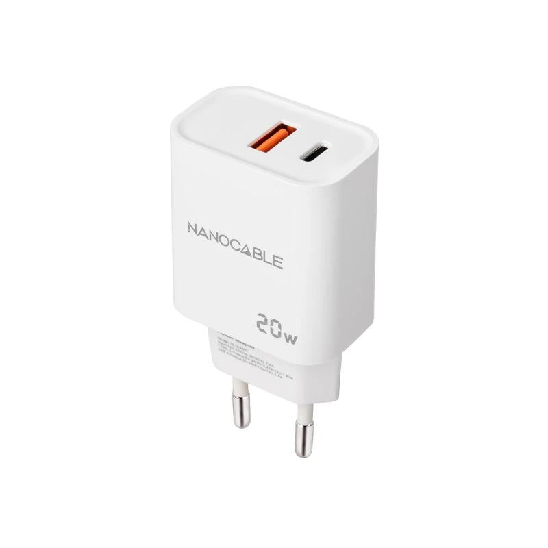 Carregador Nanocable USB-C/PD+USB-A/QC 20W Branco - imagem 3