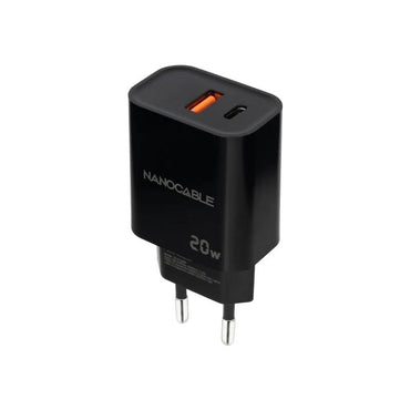 Nanocable Carregador USB-C/PD+USB-A/QC 20W Preto - imagem 2