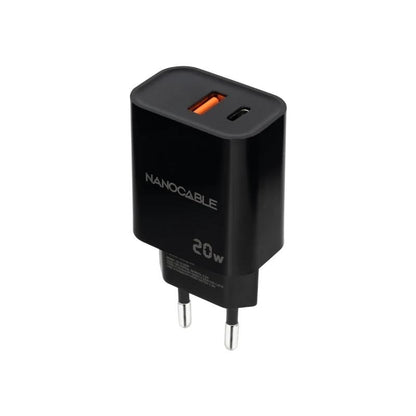 Nanocable Carregador USB-C/PD+USB-A/QC 20W Preto - imagem 2
