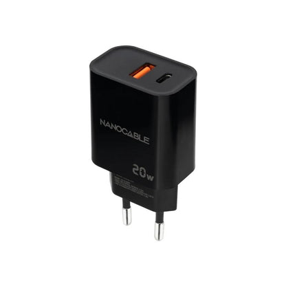 Nanocable Carregador USB-C/PD+USB-A/QC 20W Preto - imagem 3