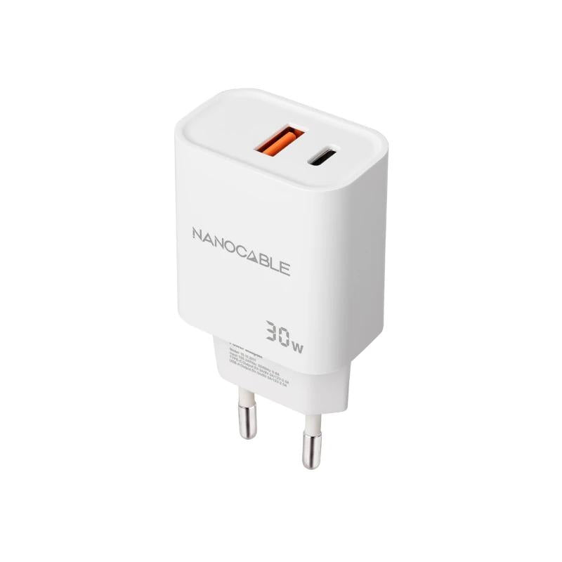 Nanocable Carregador USB-C/PD+USB-A/QC 30W Branco - imagem 3