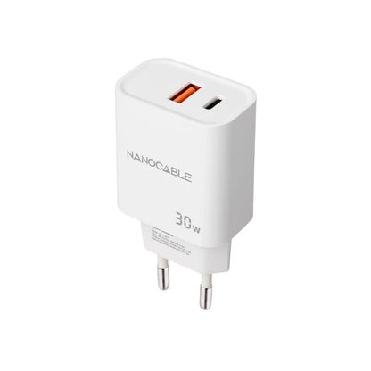 Nanocable Carregador USB-C/PD+USB-A/QC 30W Branco - imagem 3