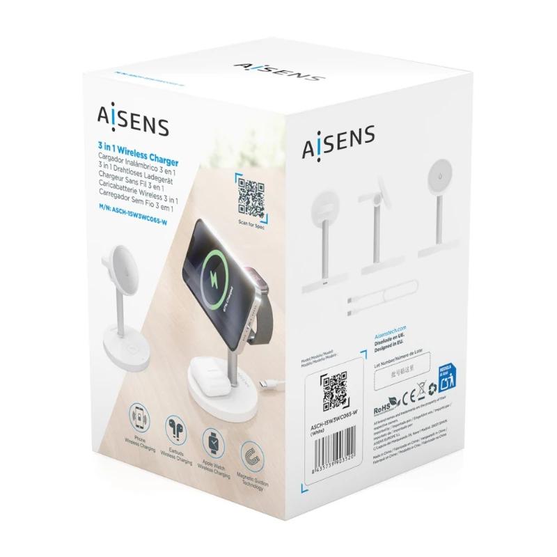 Aisens Carregador Sem Fios USBC 15W 3 em 1 Branco - imagem 5