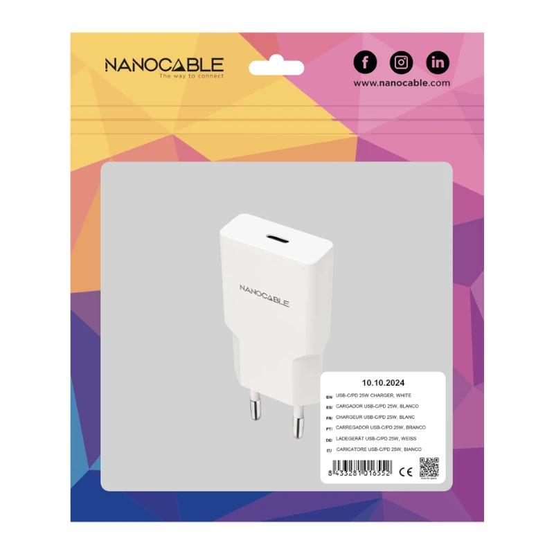Nanocable Carregador USB-C/PD 20W Branco - imagem 3