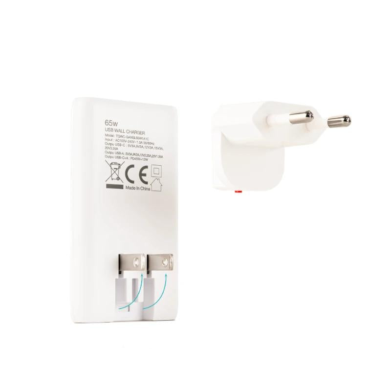 Tooq Carregador Parede GAN USB-C/PD + USB-A/QC 65W - imagem 3