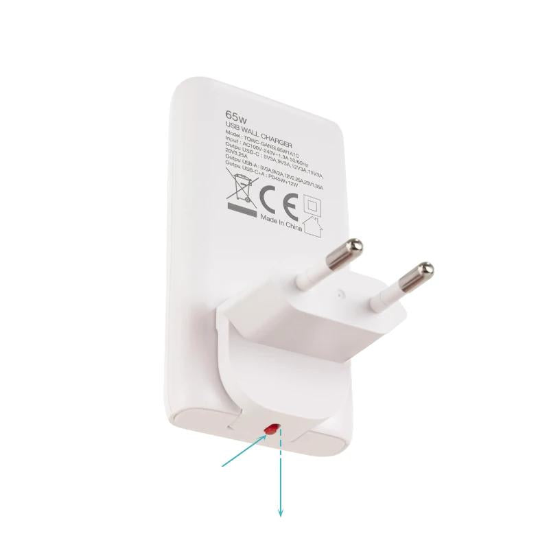 Tooq Carregador Parede GAN USB-C/PD + USB-A/QC 65W - imagem 4