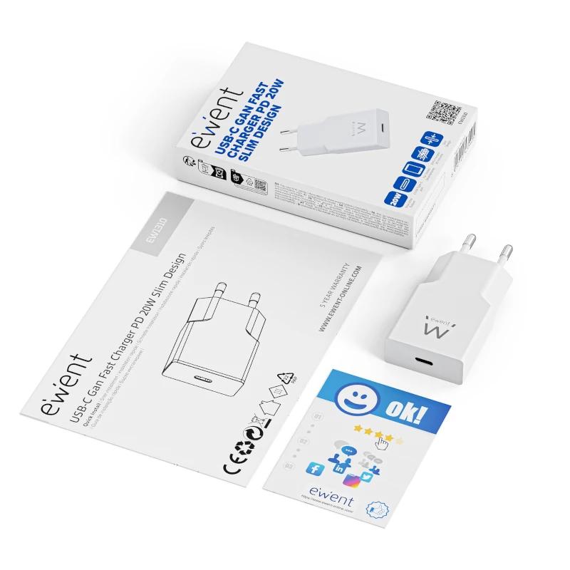 EWENT EW1310 Carregador rápido USB-C 20W Tec.Ganfast - imagem 3