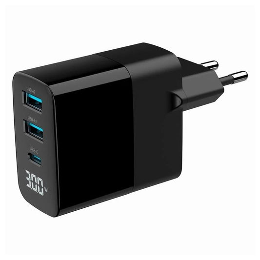 Gembird Carregador rápido3 USB GaN, 30 W LCD