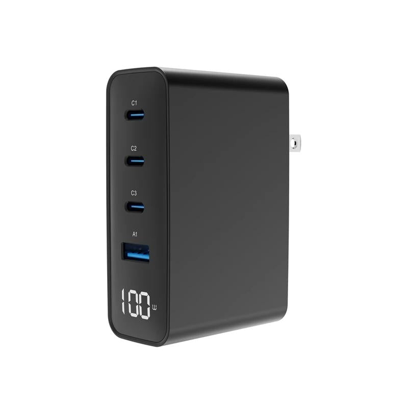 Gembird Carregador rápido 4 USB GaN 100 W, LCD