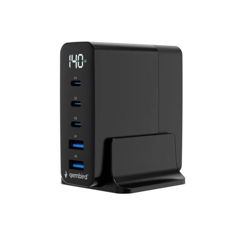 Gembird Carregador rápido USB GaN 5 Portas 140 W