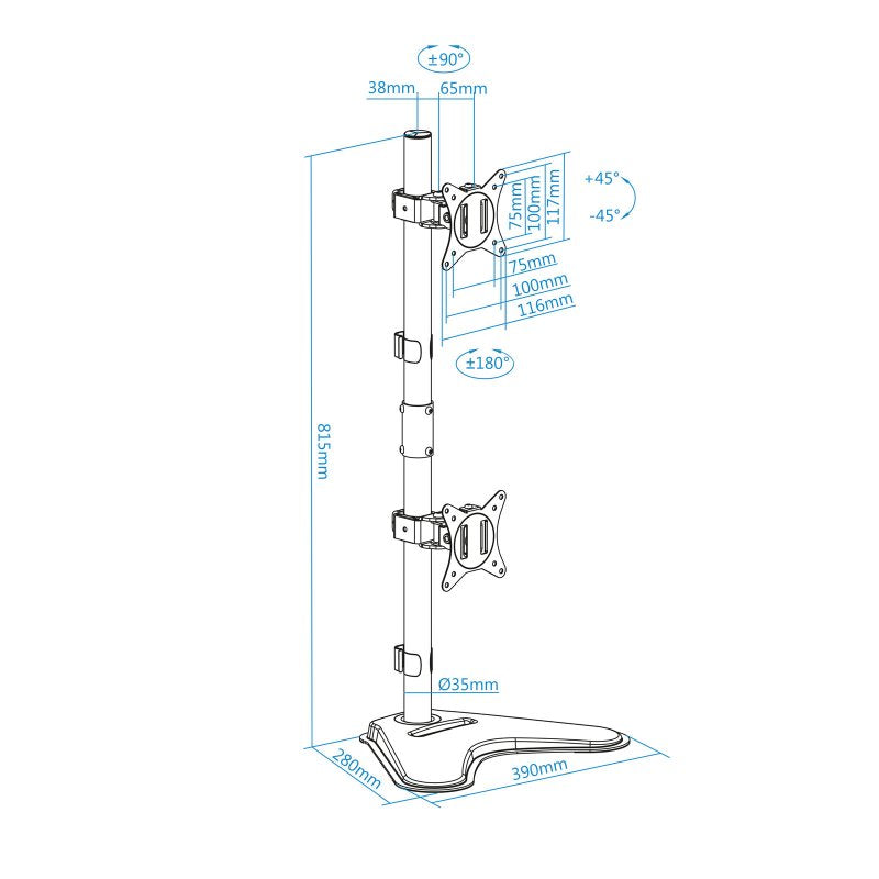 Suporte TV Tooq mesa DB1703TNV-B 2 brazos Vertical - imagem 4