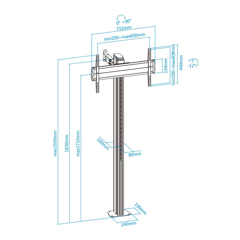 Tooq FS2270M-B Soporte suelo fijo 37-70" - imagem 3