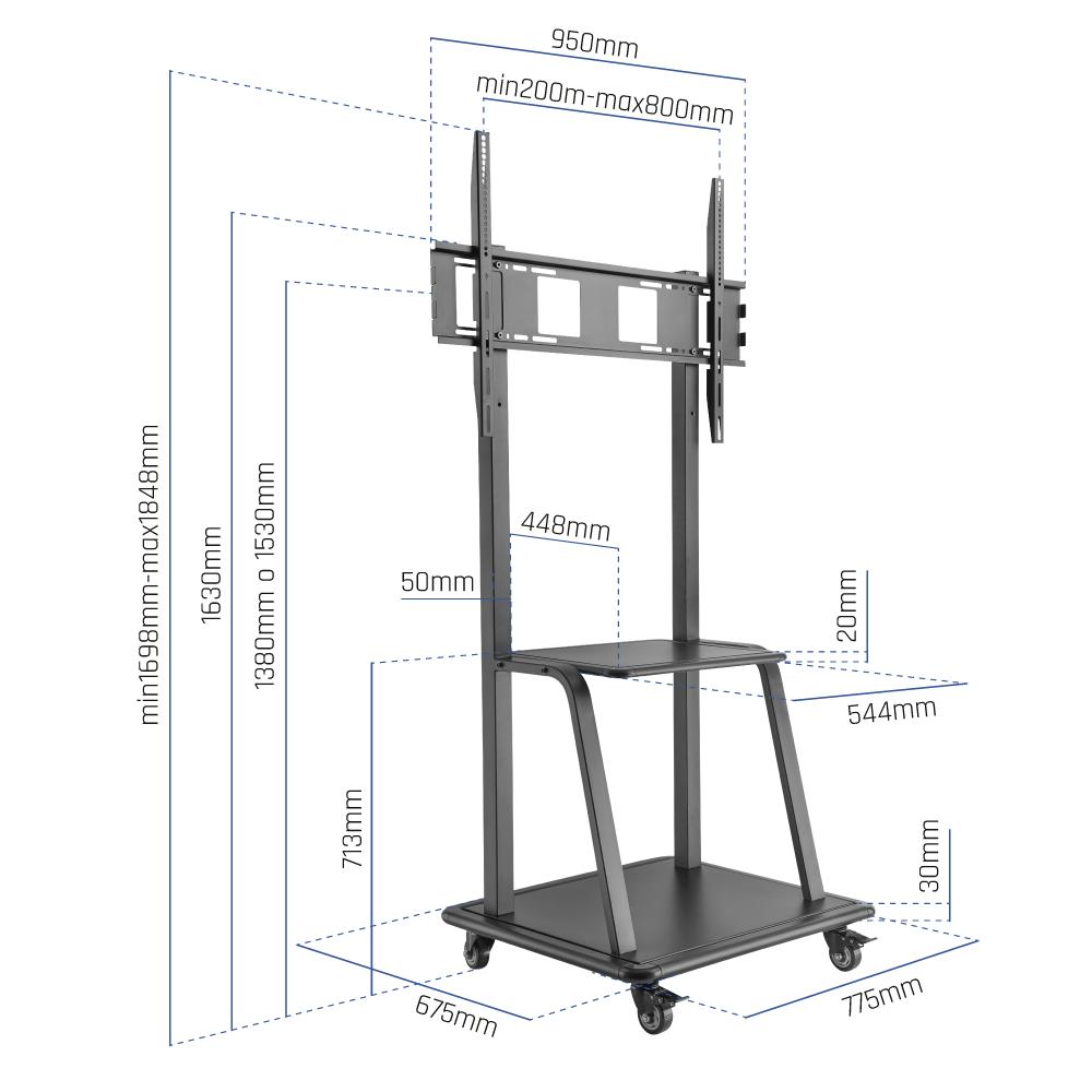 Suporte TV iggual GOLIAT com ruedas 37"-100" 150kg - imagem 3
