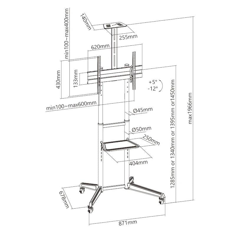 EWENT EW1539 Soporte suelo com ruedas tv 37" a 70" - imagem 4